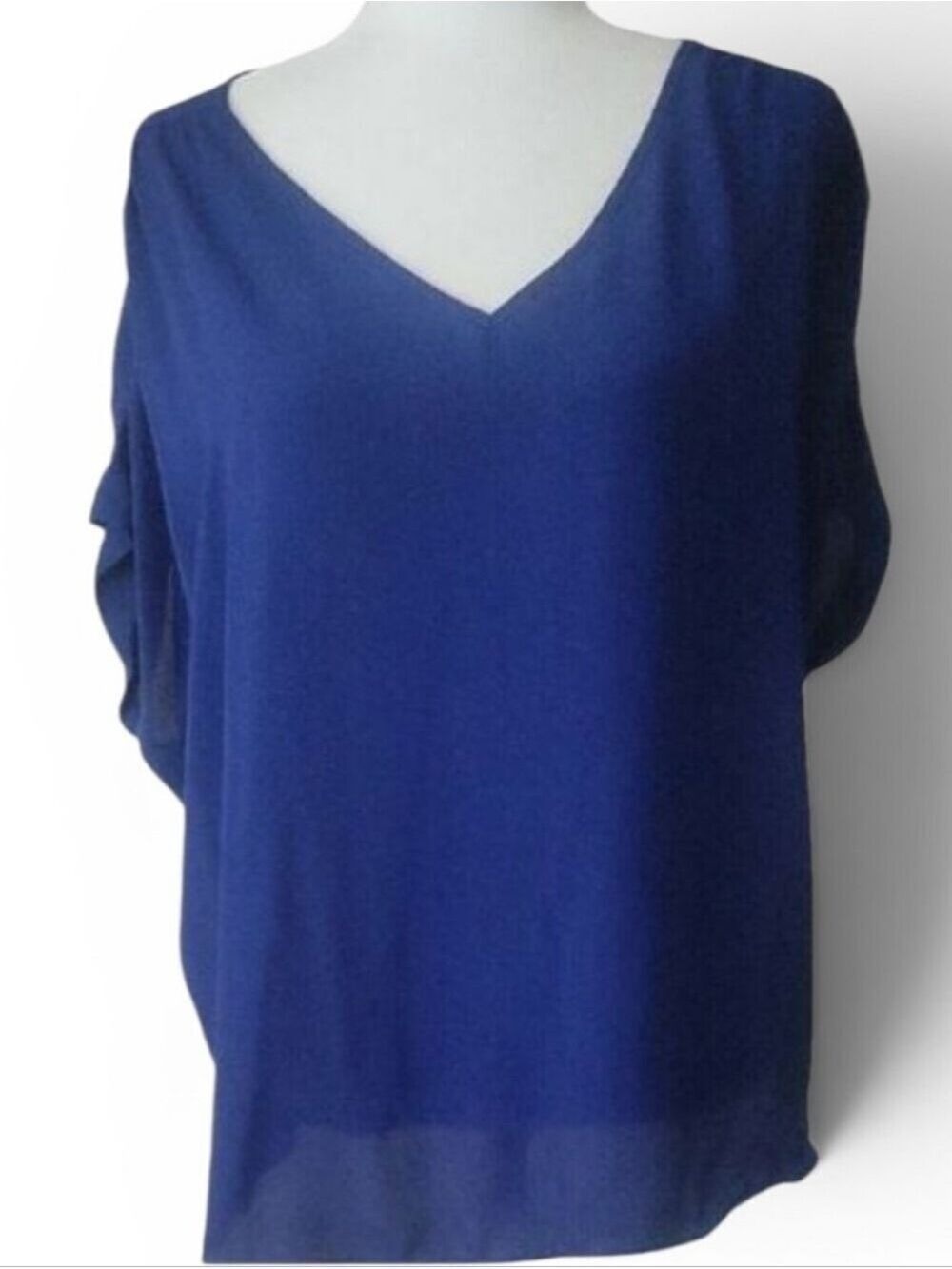Loft Blue Vneck Blouse Boxy Relaxed Fit
